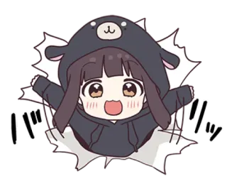 🌩 ドッ Anime, Chibi, Cartoon, Süß, Bären-Hoodie, Schock, Japanisch telegram sticker