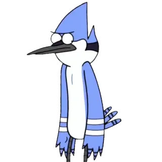 😕 Mordecai Regular Show cartone animato, uccello, ghiandaia azzurra, animazione, TV telegram sticker