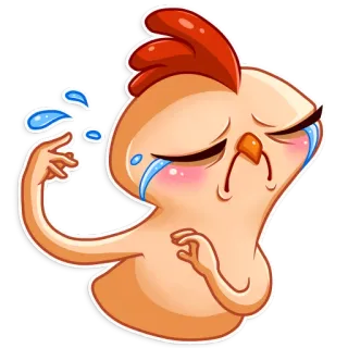 😢 pollo, uccello, triste, piangere, lacrime, emoji, cartone animato whatsapp sticker