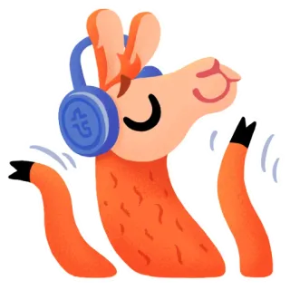 🎧 llama, binatang, headphone, musik, imut, stiker telegram sticker
