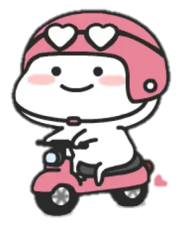 🍡 Desenho animado, Patinete, Capacete, Kawaii, Fofo, Personagem, Rosa telegram sticker