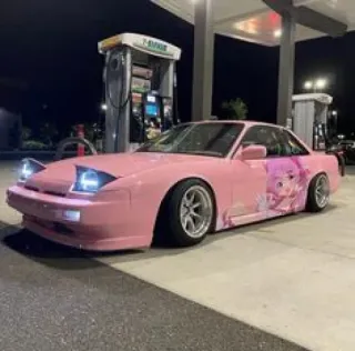 ⛽ auto rosa, auto anime, itasha, auto modificata, auto giapponese, auto sportiva telegram sticker