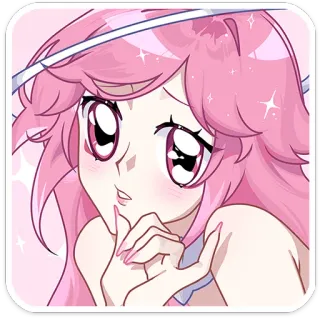 🥺 anime, pelo rosa, brillante, lindo, kawaii telegram sticker
