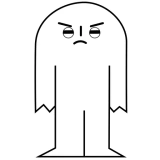 💀 Мультфильм, Персонаж, Злой, Ворчливый, Белый, Призрак, Смешной, Наклейка telegram sticker