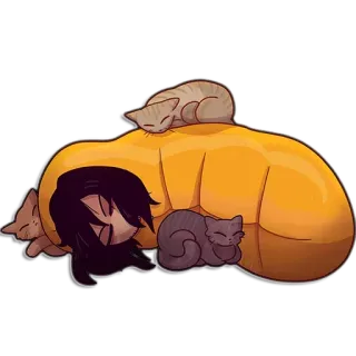 😴 cat, sleeping, pumpkin, cute, kawaii telegram sticker