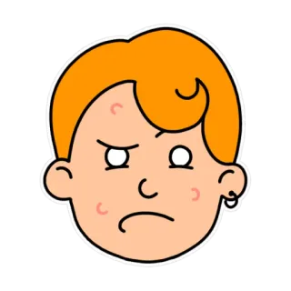 👦 face, cartoon, head, expression, orange hair telegram sticker
