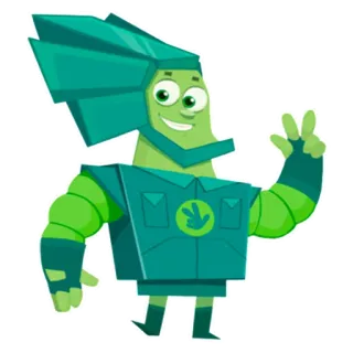 ✌️ 卡通, 绿色, 角色, 风格化, 吉祥物 telegram sticker