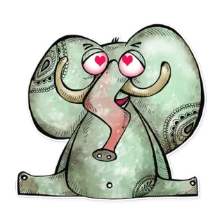 😊 Elefant, Tier, Cartoon, Liebe, Herzen, süß telegram sticker