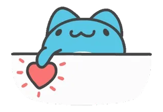 ❤️ mèo, trái tim, dễ thương, tình yêu, hoạt hình, xanh dương, động vật, kawaii whatsapp sticker