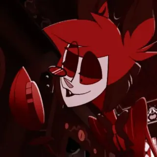 🧨 Alastor Hazbin Hotel demone, radio, sorridente, cartone animato, rosso telegram sticker