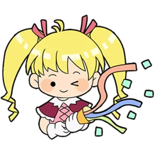 🥳 Kartun, Perayaan, Konfeti, Kawaii, Gadis, Imut, Pesta telegram sticker