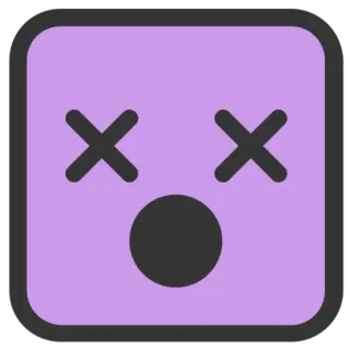 😵 Emoji, Muerto, Expresión, Impactado, Lila, Dibujo animado, Cuadrado telegram sticker