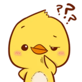 ❓ Pergunta, Pintinho amarelo, Inseguro, Pensando, Confuso, Pontos de interrogação telegram sticker