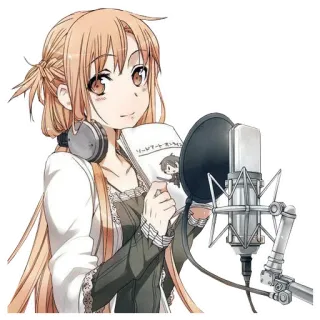 🎶 Asuna Sword Art Online ソードアート・オンライン Anime, Ragazza, Microfono, Doppiaggio, Cuffie, Sword Art Online telegram sticker