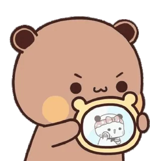 😼 Oso, Dibujos animados, Lindo, Bebé, Espejo, Animal telegram sticker