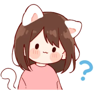 💞 orejas de gato, anime, signo de interrogación, lindo, kawaii whatsapp sticker