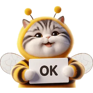 👌 OK แมว, ผึ้ง, สัตว์, น่ารัก, โอเค, อบอุ่น whatsapp sticker
