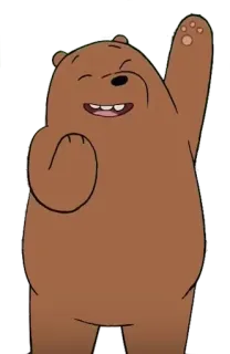 😀 Grizz We Bare Bears アニメ, クマ, ぼくらベアベアーズ, グリズ, 手を振る, フレンドリー telegram sticker