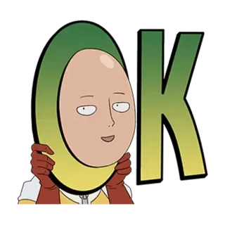 🆗 Saitama One-Punch Man OK ワンパンマン, サイタマ, OK, アニメ, ステッカー, ヒーロー telegram sticker
