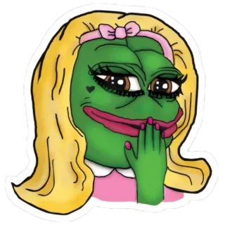 😄 Pepe the Frog Pepe, meme, frog, blonde, wig, cartoon whatsapp sticker