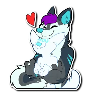 🤗 furry, hug, cuddle, love, heart, anthropomorphic, animals, sticker telegram sticker