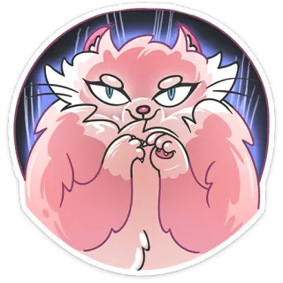 😈 猫, 粉色, 动物, 密谋, 可爱, 插图, 贴纸 telegram sticker