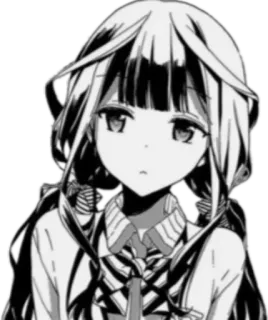 🔮 Anime, Manga, Gadis, Lucu, Hitam putih, Karakter, Ilustrasi telegram sticker