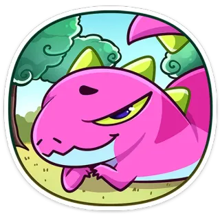 😈 dinosaur, animal, cartoon, pink, lizard telegram sticker