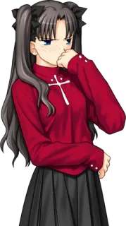😢 Rin Tohsaka Fate/stay night Anime, Manga, Chica, Uniforme escolar, Tsundere, Fate Stay Night whatsapp sticker