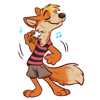 🎶 여우, 만화, 동물, 캐릭터, 음악, 춤, 행복 telegram sticker