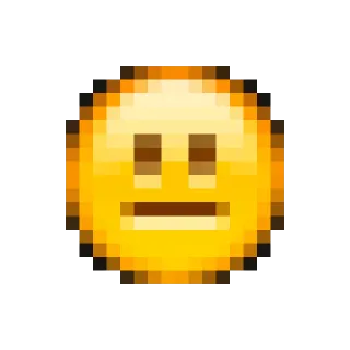 😐 emoji, pixelated, expressionless, yellow telegram sticker