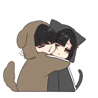 🥰 Dibujos animados, Lindo, Animales, Abrazando, Perro, Gato telegram sticker