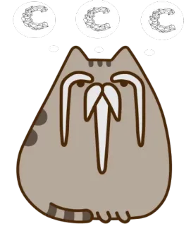 🤔 Pusheen gato, Pusheen, pensando, sticker, morsa whatsapp sticker