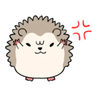💢 erizo, enojado, lindo, dibujos animados, animal, pegatina telegram sticker