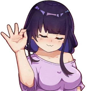 😌 anime, kreskówka, dziewczyna, znak OK, gest, postać telegram sticker