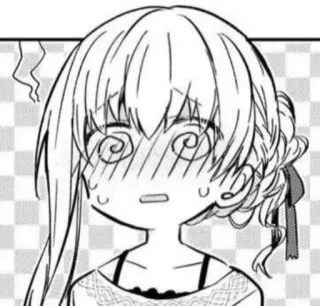 😣 anime, manga, bingung, pusing, karakter, perempuan, kartun telegram sticker