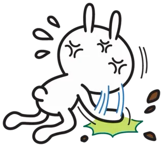 😤 conejo, enfadado, dibujo animado, frustración, molesto, sudor, emoción, conejo blanco telegram sticker