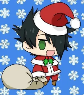 🎅 Noël, Père Noël, Dessin animé, Festif, Vacances, Anime whatsapp sticker