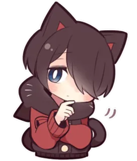🤔 anime, gatto, cartone animato, carino, ragazza, adesivo whatsapp sticker