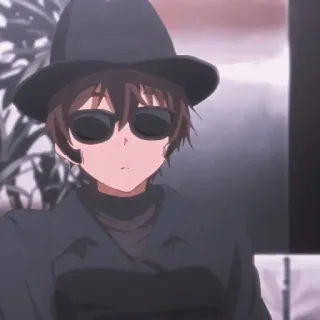 😎 anime, character, hat, sunglasses telegram sticker
