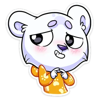 😬 niedźwiedź, kreskówka, słodki, biały niedźwiedź, zwierzę, naklejka telegram sticker