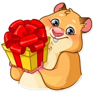 🎁 햄스터, 선물, 선물, 동물, 설치류, 귀여운, 만화 telegram sticker