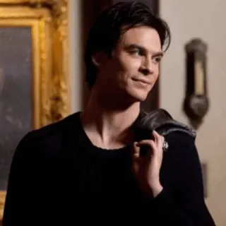 🙂 Damon Salvatore The Vampire Diaries damon salvatore, vampire diaries, serie tv, personaje, retrato, hombre whatsapp sticker