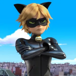🙍 Cat Noir Miraculous: Tales of Ladybug & Cat Noir cat noir, miraculous ladybug, anime, kartun, superhero, pirang whatsapp sticker