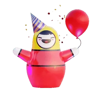 🥳 festa, balão, desenho animado, celebração, chapéu telegram sticker