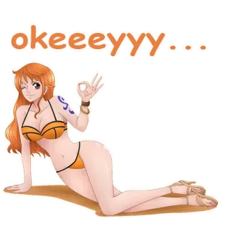 👌 Nami One Piece okeeeyyy... Anime, Garota, Biquíni, Ok, Personagem whatsapp sticker