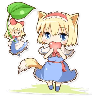 ❤ Anime, Chibi, Niedlich, Herz, Katzenmädchen, Kawaii telegram sticker
