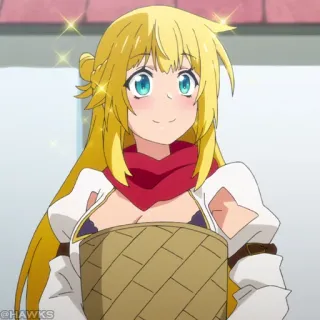 ⚔️ anime meisje, blond haar, schattig, cartoon, illustratie, vrouwelijk karakter telegram sticker