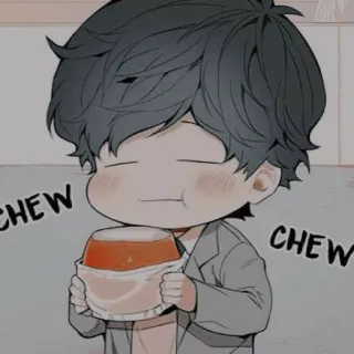 💫 CHEW CHEW chibi, anime, cute, eating, character telegram sticker