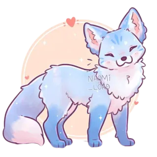 😽 NAOMI_LORD fox, cute, blue, sparkle, animal, kawaii, illustration telegram sticker